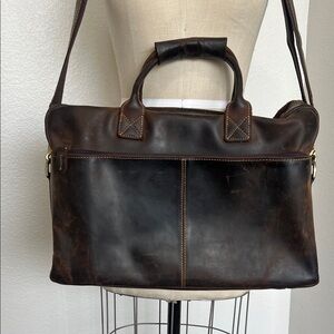 Elegant Dark Brown Leather Men's Briefcase